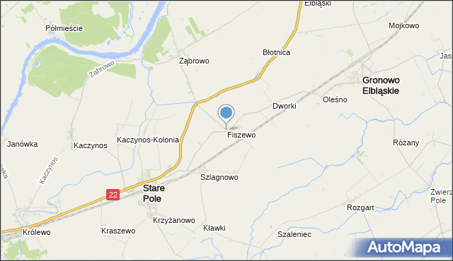 mapa Fiszewo, Fiszewo gmina Gronowo Elbląskie na mapie Targeo